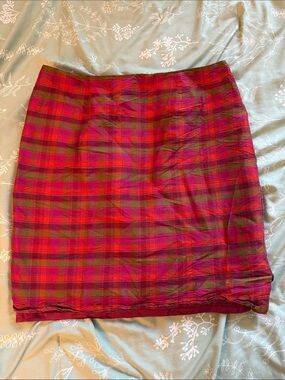 Vintage Spenser Jeremy 100% Silk Multi Colored Plaid Mini Skirt Size 10